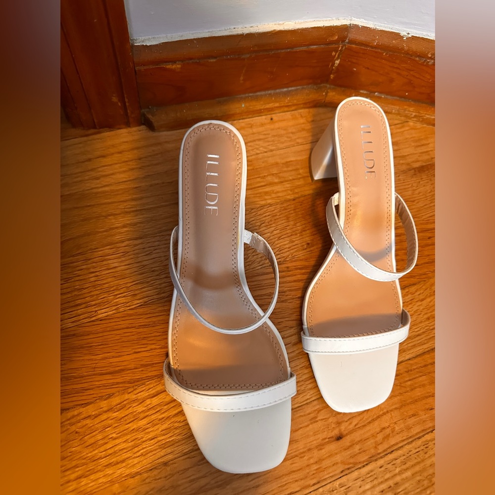 white open toe backless heels- never worn!
